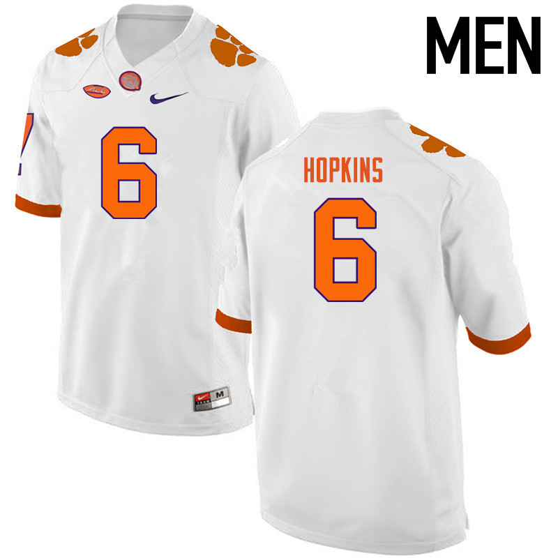 Men Clemson Tigers #6 DeAndre Hopkins College Football Jerseys-White